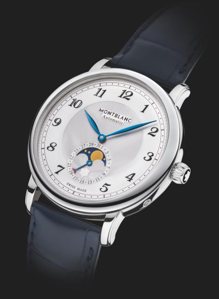 The 42mm replica watch has a moon phase.